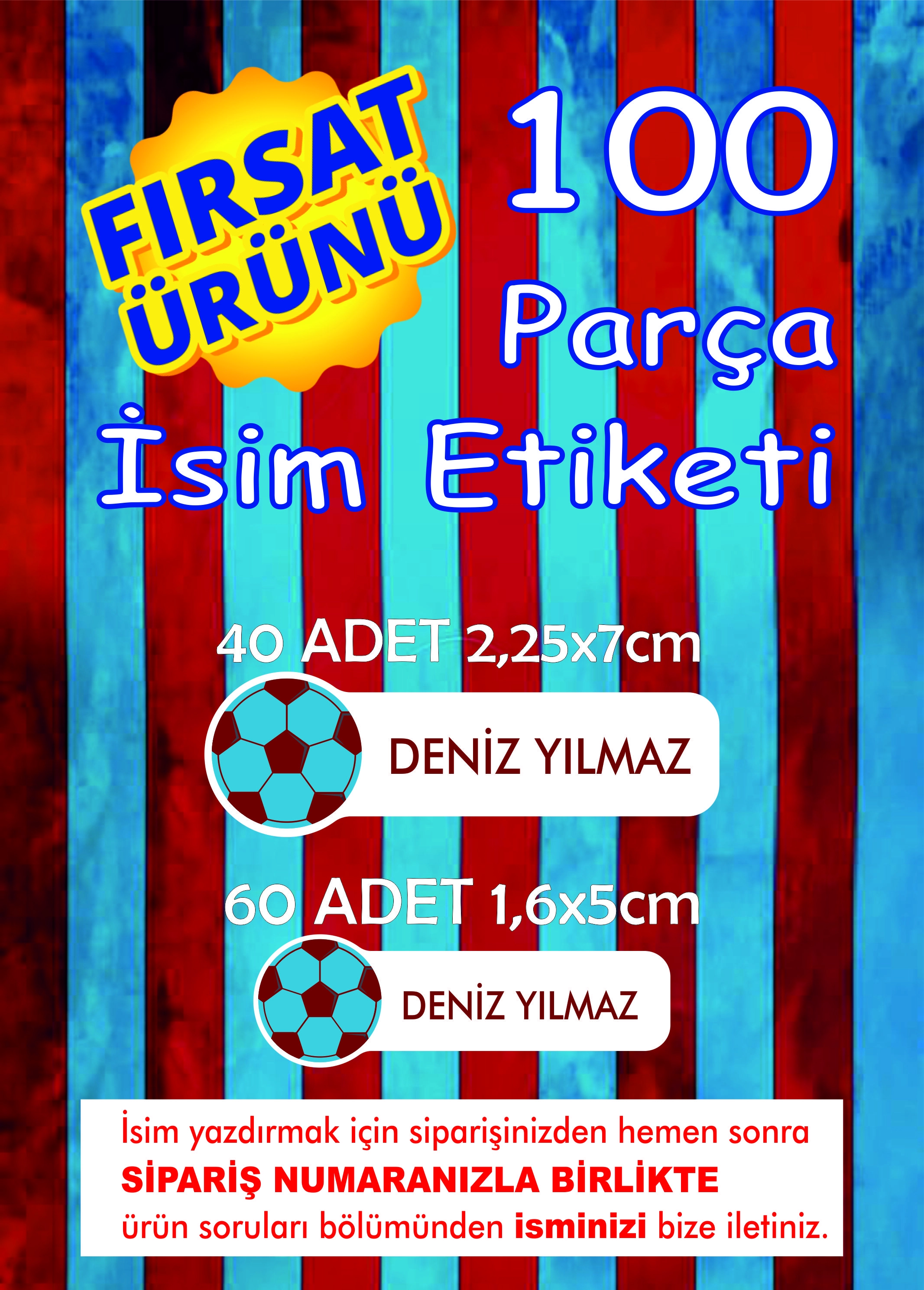 Bordo-Mavi İsim Etiketi