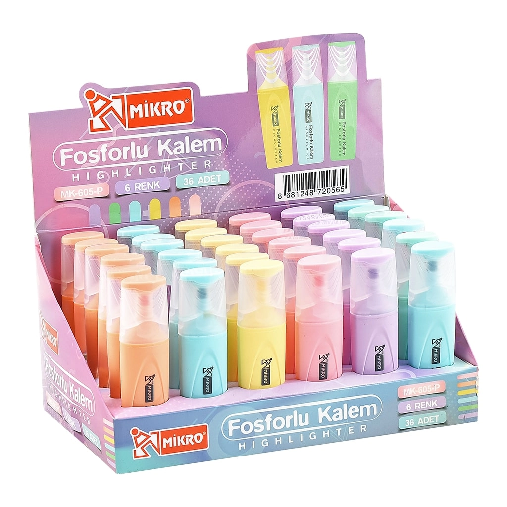 MİKRO FOSFORLU KALEM MOR PASTEL RENKLİ