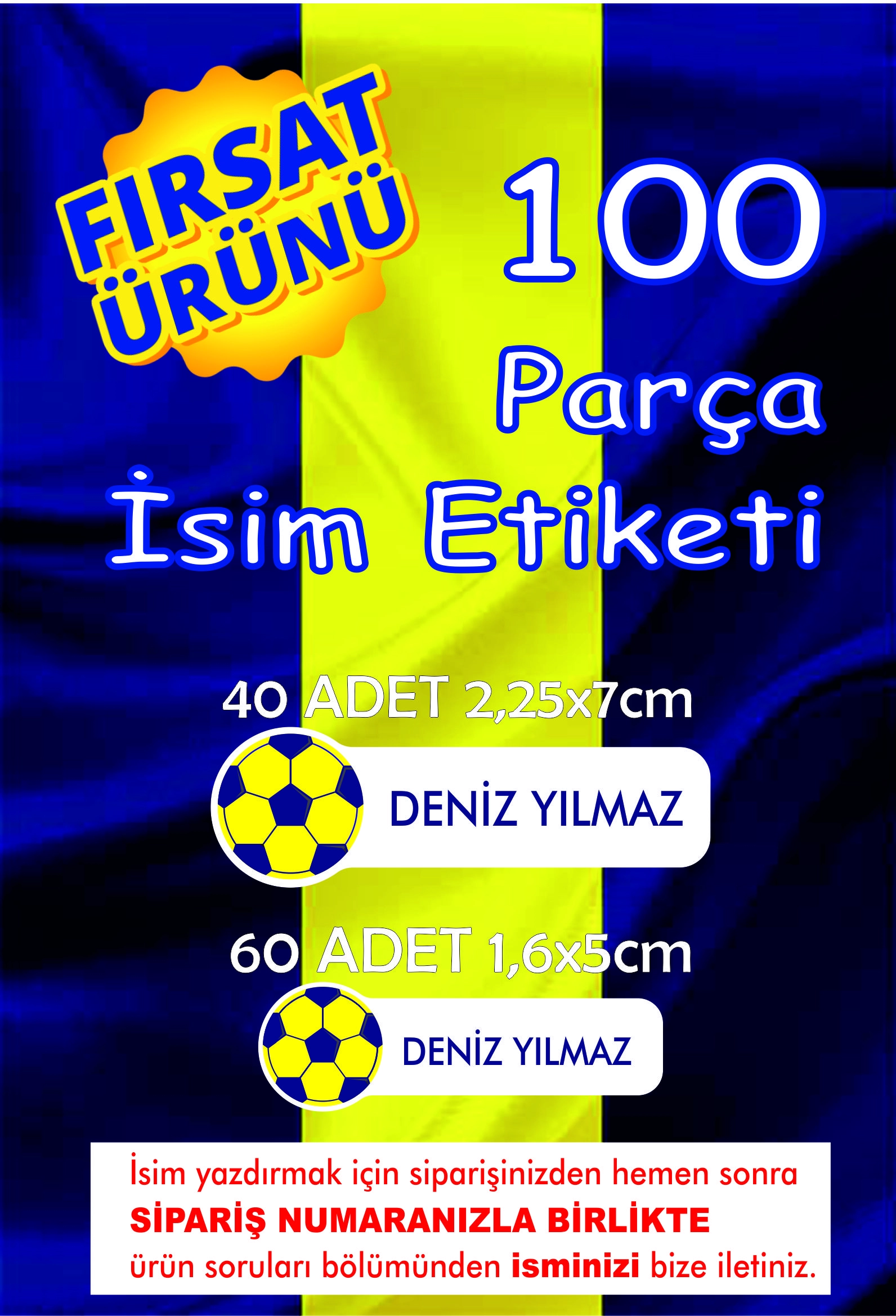 Sarı-Lacivert İsim Etiketi